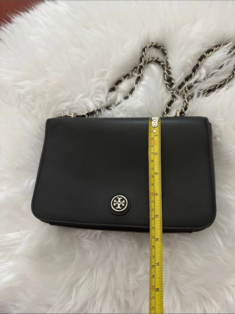 Tory Burch Black Leather Crossbody with Gold-Tone Logo
